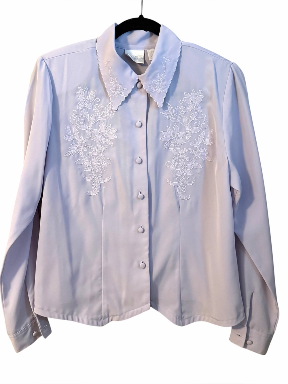 Vintage Scallop-Collar Button-Down Blouse - Light Lavender (small)